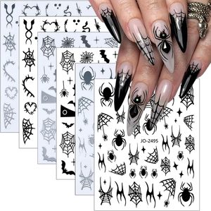 Halloween Nagel aufkleber Spinnennetz Nagel abziehbilder 3D selbst klebendes Design Spooky Bat Snake Skull Nail Art Aufkleber Black Scary <span class=keywords><strong>Ghost</strong></span> - Product Image 1