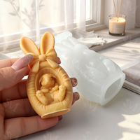 Moule en silicone et résine J10-524 pour panier de Pâques, pot de fleurs, lapin, rangement, pot à bougie, plâtre de gypse, ciment, béton