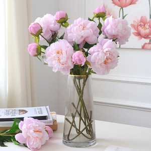 Bouquets <span class=keywords><strong>de</strong></span> pivoines artificielles <span class=keywords><strong>de</strong></span> luxe, fleurs en soie à 2 têtes, décoration moderne pour la maison, ameublement doux pour mariage, <span class=keywords><strong>rose</strong></span> 67CM - Product Image 1