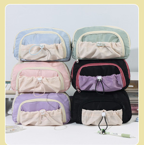 Estuche para lápices de gran capacidad, color crema, estuche simple para estudiantes de secundaria, bolsa de almacenamiento de papelería - Product Image 4