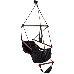 Chaise <span class=keywords><strong>hamac</strong></span> suspendue rembourrée <span class=keywords><strong>avec</strong></span> <span class=keywords><strong>repose</strong></span>-<span class=keywords><strong>pieds</strong></span>, matériel pour Patio, jardin, extérieur et intérieur, capacité de 350 livres (noir) - Product Image 1