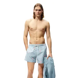 Summer Custom Design Men Adjustable Elastic Drawstring Waist Pattern Print Swimming Trunks Beach Shorts