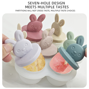 Molde de silicona con forma de conejo de 7 colores para cubitos de hielo, para comida de bebé, helado, caja de embalaje personalizable - Product Image 4