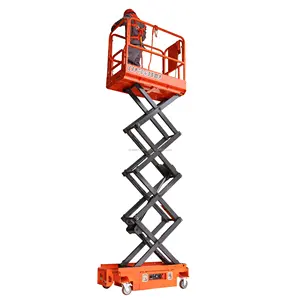 In stock 6-14m 4 wheels hydraulic self-propelled scissor lift with DC battery powered for air work