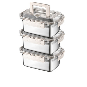 Stainless Steel Food Storage Container Rectangle Clip On <b>Lid</b> <b>Microwave</b> Safe For Travel Picnic Camping - Product Image 3