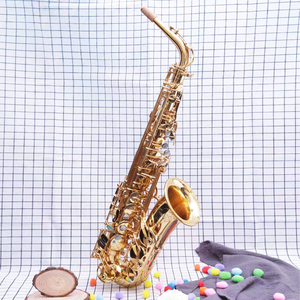 Fabricants en gros, saxophone <span class=keywords><strong>alto</strong></span> Eb de haute qualité, double renfort, finition laquée or, instrument à vent de haute qualité - Product Image 1