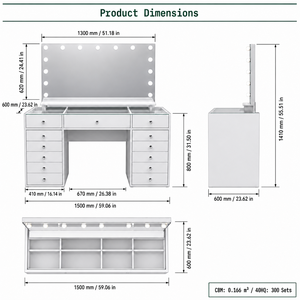 Commode moderne en bois avec éclairage LED, panneau MDF pour miroir, <span class=keywords><strong>tiroirs</strong></span> grande capacité pour chambre, école, salon, hôtel, appartement - Product Image 6