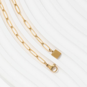 <span class=keywords><strong>Pulsera</strong></span> de cadena de eslabones de papel de alta gama, <span class=keywords><strong>pulsera</strong></span> <span class=keywords><strong>con</strong></span> dijes, <span class=keywords><strong>pulsera</strong></span> de acero inoxidable chapada en oro de 18 quilates - Product Image 5
