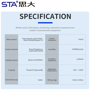 E7ปลั๊กสำหรับการบินขั้วต่อตัวเมียแบบติดตั้งได้แบบตรงด้านหน้าและด้านหลังสำหรับผู้ชายขั้วต่อ PCB แบบกันน้ำ - Product Image 4