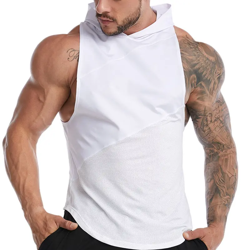 Custom Gymkleding Fitness Kleding Hardlopen Workout Blanco Gym Shirts Mannen Gym Tank Top Met Hoodie