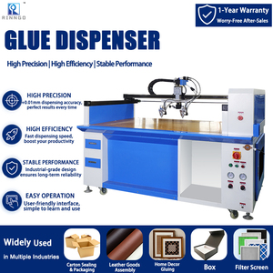 Machine de distribution de colle thermofusible bi-composant Pur AB semi-automatique à 3 axes pour le scellage de cadres de haut-parleurs de bureau en carton - Product Image 1
