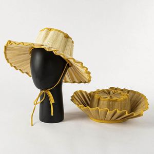 New Arrival Fashion Casual Foldable Pleated <b>Paper</b> Straw Hat <b>Spring</b> Summer Waterproof Outdoor Beach Sunshade Straw Boater Hat - Product Image 2