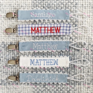 Clip para Chupete de Bebé Recién Nacido con Bordado Personalizado, Cinta Sólida, Diseño Gingham, Correa para Chupete, Regalo para Bebé 2026 - Product Image 4
