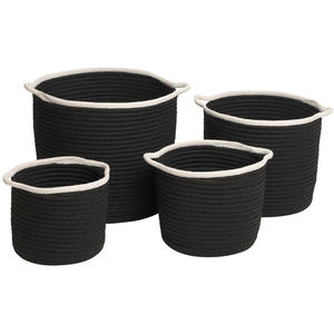 Cesta de cordón de algodón tejida a mano para bebé, cesta de Manta para la colada, caja de receptáculo para guardería, cesta de ropa decorativa tejida redonda - Product Image 4