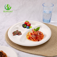 Assiette jetable biodégradable SUMKOKA de 9 pouces en bagasse de canne à sucre, vaisselle en pulpe de bagasse pour fêtes, vente en gros