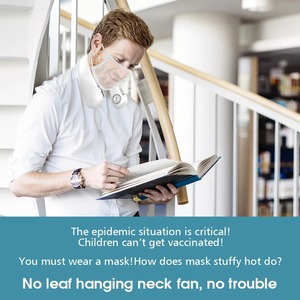 Ventilador de cuello portátil, miniventilador sin aspas, recargable por USB, silencioso, deportivo, ajustable a 3 velocidades para el verano, súper fresco - Product Image 5