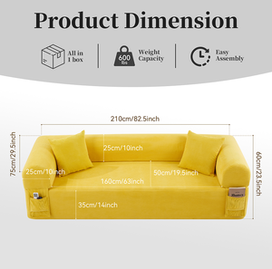 OE HOME Modern Three Seat Corner Sofa Set High-Density Foam Eco-Friendly Fabric Storage Curved Arms Wood Legs-Home Furniture - Product Image 2