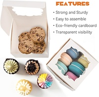 Boîte de papier à gâteau de qualité alimentaire Boîtes de boulangerie roses jetables Biodégradable Petit Macaron Cookie Mini Boîtes à gâteau Emballage