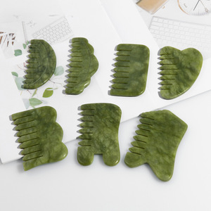 Peigne en jade vert, jade naturel, multi-spécifications, raclage des méridiens de <span class=keywords><strong>la</strong></span> tête, massage en jade, peignes de massage du cuir chevelu - Product Image 2