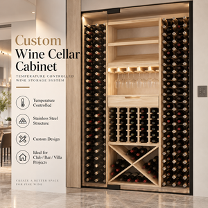 Cave à vin en bois sur mesure Minghou – Système de rangement moderne pour villas de luxe, bars à domicile et projets de caves à vin - Product Image 2