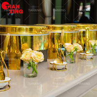 Équipement de restauration professionnel TIANXING, réchaud à buffet doré, ensemble de réchauds à buffet avec couvercle en verre et porte-combustible