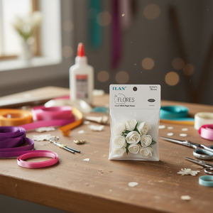 Ilan Flores Rose di Carta Bianche 78mm 6 Pezzi per Decorazioni e Artigianato - Product Image 3