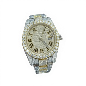 VVS Moissanite Iced Out Automatic Movement <b>Watch</b> Stainless Steel & Moissanite <b>Case</b> 10 Bar Water Resistant Bracelet Clasp - Product Image 1