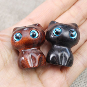 Cute Cat Sandalwood <b>Keychain</b> Ebony And Bloodwood Portable Decorative Ornaments For Bag Car Key Charm - Product Image 3