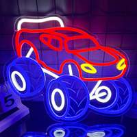 Enseigne néon LED voiture de course, décoration murale pour chambre de garçons, étanche, à intensité variable, en plastique acrylique, personnalisable, pour chambre à coucher et salle de jeux