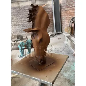 MUSI Schlussverkauf Heimdekoration Messing Bronze natürliche Größe Pferdekopf-Skulptur Statue auf Lager