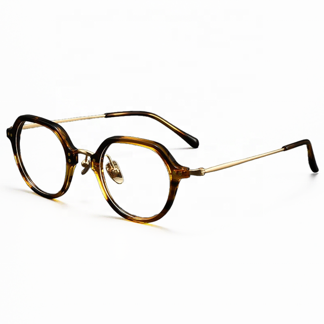 Innovative Style Geometric Full-Rim Titanium Acetate Glasses Frame Retro High Prescription Myopia Eyeglasses