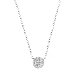 Simple round women 925 sterling silver necklace cz pendant necklace for gift