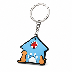 Porte-clés PVC pour vétérinaire, breloque mignonne chien chat, idéal pour la promotion des cliniques vétérinaires, cadeau personnalisé avec logo, vente en gros - Product Image 1