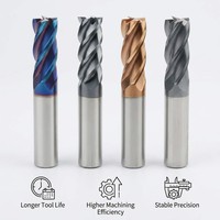 Fresa de Carburo Sólido con Recubrimiento de AlTiN de Alta Precisión para Fabricación de Moldes CNC, ODM/OEM, Vástago de 4mm
