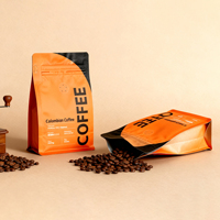 Sachet de café en aluminium recyclable imprimé par gravure, personnalisé, en gros usine, refermable, à huit soudures latérales, 500g/250g