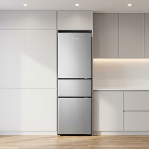 Réfrigérateur à trois portes de 195 L, refroidissement direct, économie d'énergie, acier inoxydable, 220 V - Product Image 1