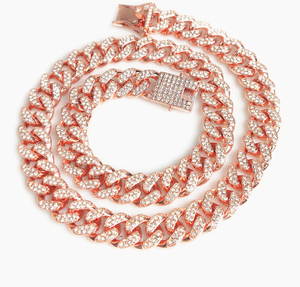 Collier et bracelet en argent plaqué <span class=keywords><strong>or</strong></span> 18 carats <span class=keywords><strong>blanc</strong></span> 12 mm avec diamants VVS, bijoux hip-hop Miami Iced Out Ice Cuban Chain pour hommes et femmes - Product Image 2