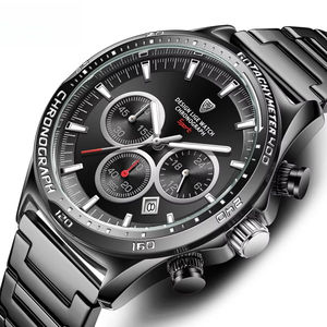 Montre à quartz pour homme avec logo personnalisé, bracelet en acier inoxydable, étanche 3 ATM, cadran lumineux avec calendrier, montre-bracelet sport et affaires - Product Image 2