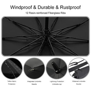 Promotion Parapluie droit de luxe à 8 nervures solides coupe-vent en fibre de verre Style classique Poignée automatique 27 pouces Parapluie de golf - Product Image 3