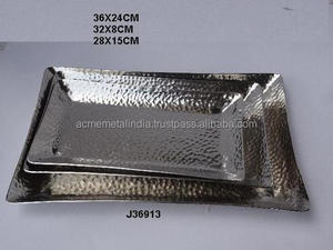 Plateau de service pour la maison et la cuisine ACMI en aluminium nickelé poli martelé avec poignée en agate Fabriqué en Inde - Product Image 5