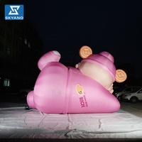 Modèle gonflable géant rose du Dieu de la Richesse, décoration publicitaire extérieure pour le Nouvel An chinois