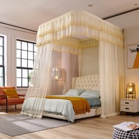 Moustiquaire de lit de luxe suspendue au mur en forme d'arc en U avec cordon de serrage et rail de guidage, style princesse