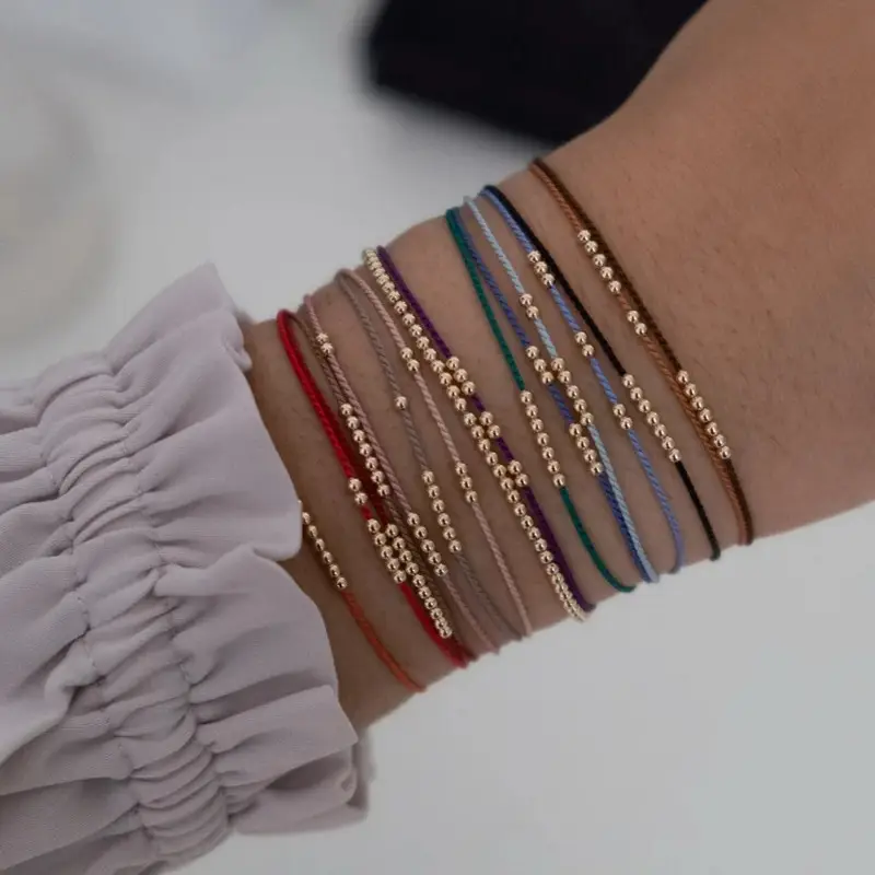 Zooying minimalista moderno 14k oro seta amicizia desiderio braccialetto di perline per le donne