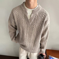 Herbst/Winter Neuer Stil Herren Einfacher Pullover mit Frontlogo und Rundhalsausschnitt Gestrickter Oberteil