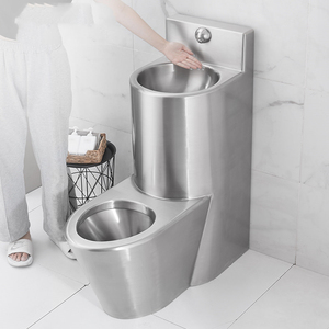Unità Combo WC e Lavabo Monoblocco in Acciaio Inox 304, Resistente ai Vandalismi, Montaggio <span class=keywords><strong>a</strong></span> Pavimento per Strutture Correzionali ad Alta Sicurezza - Product Image 2