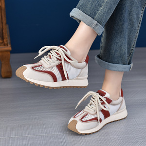 Première couche peau de vache respirant maille vache Tendon semelle femmes Fitness chaussures de marche 2024 nouveau été polyvalent papa chaussures de sport - Product Image 2