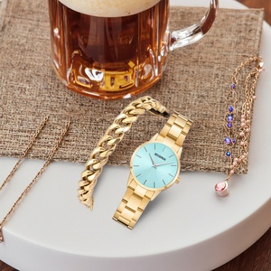 Ensemble de montres pour femmes, style antique et élégant, logo personnalisé, montres de luxe dorées, quartz, verre, bracelet en cuir, montres-bracelets pour femmes - Product Image 5