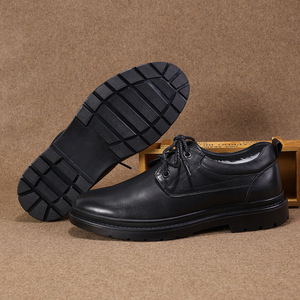 Bottes d'hiver pour hommes en cuir véritable à lacets, semelle extérieure en caoutchouc, semelle intermédiaire en EVA, doublure en fourrure, bout rond, chaussures isolantes chaudes - Product Image 2