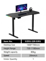 Bureau de jeu électrique robuste PRORIALS avec LED RGB, réglable en hauteur, pour station de travail de joueur