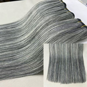 <span class=keywords><strong>Cheveux</strong></span> naturels non traités 100% vierges, cuticules alignées, extensions de <span class=keywords><strong>cheveux</strong></span> Genius Weft, couleur 1b gris <span class=keywords><strong>sel</strong></span> <span class=keywords><strong>poivre</strong></span> - Product Image 1